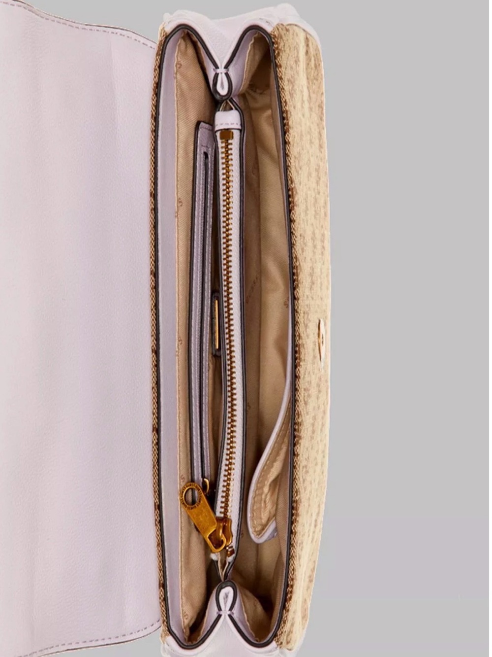 Guess Belt-Style Monogram Shoulder Bag in Brown and Light Pink - Picture 2 of 2
